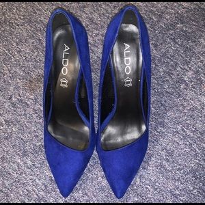 Cobalt Suede Asymmetrical Aldo Heels